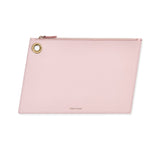 Pink Italian Leather Large Pouch Clutch