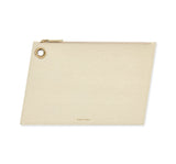 Cream Italian Leather Large Pouch Clutch