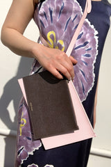 Pink and Brown Leather Pouches with Belt as Cross Body