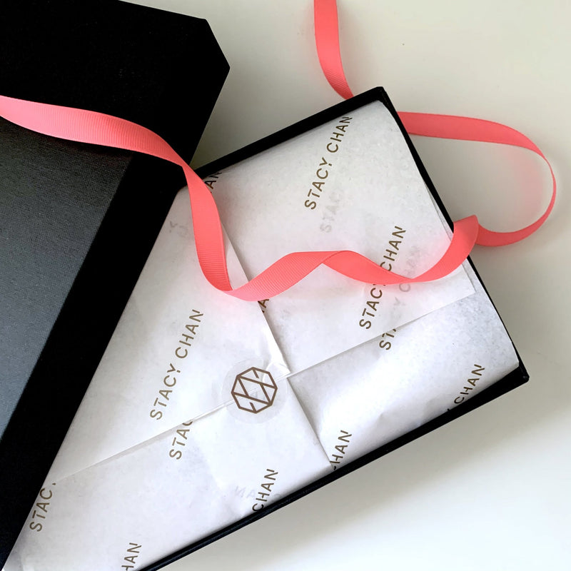 Black Gift Box w Fuchsia Ribbon - Stacy Chan