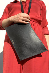 Black Leather Pouch with Belt around the Neck