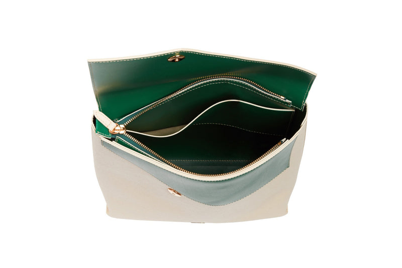 Two-tone White Saffiano Leather Backpack Designer Stacy Chan