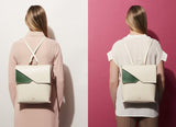 Two-tone White Saffiano Leather Backpack Designer Stacy Chan
