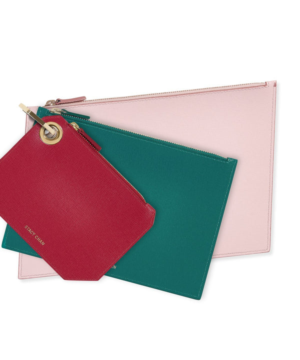 Medium Ava Pouch | Fuchsia Saffiano Leather