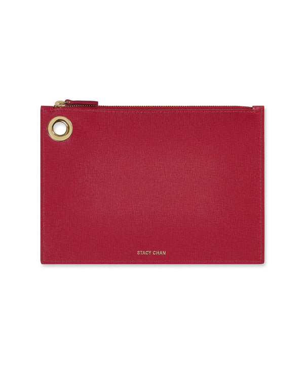 Medium Ava Pouch | Fuchsia Saffiano Leather