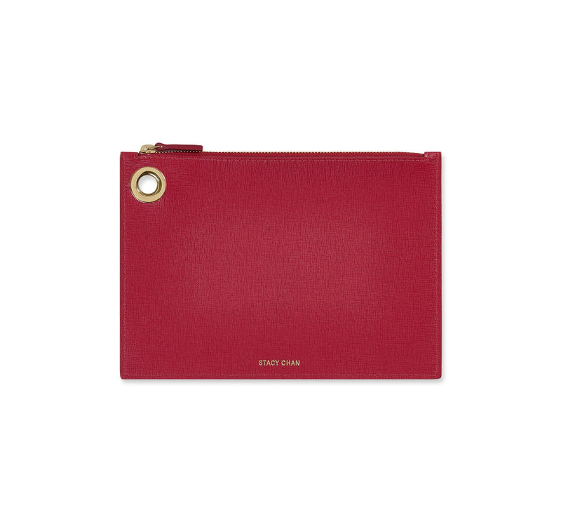 Fuchsia Italian Leather Pouch Clutch