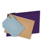 Light Blue, Nude & Purple Leather Pouch Clutch Set