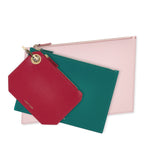 Fuchsia, Teal & Pink Leather Pouch Clutch Set