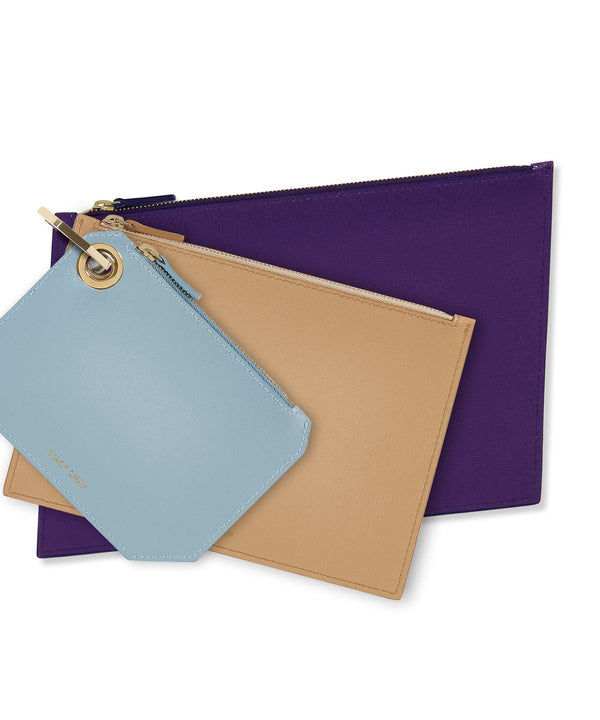 Medium Ava Pouch | Violet Saffiano Leather