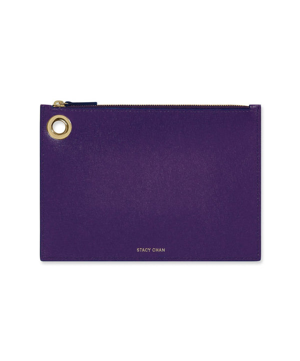 Medium Ava Pouch | Violet Saffiano Leather