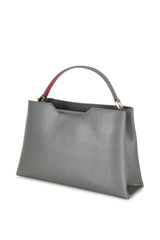 Grey Midi Saffiano Leather Handbag - Designer Stacy Chan