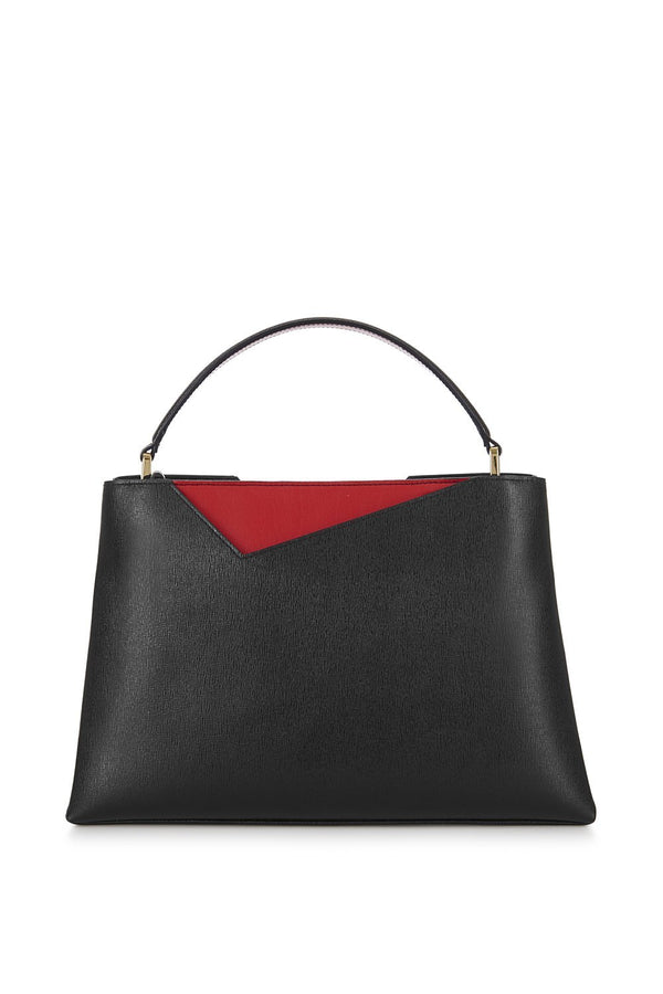 Black Midi Saffiano Leather Handbag - Designer Stacy Chan