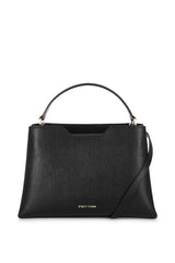 Black Midi Saffiano Leather Handbag - Designer Stacy Chan