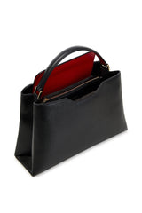 Black Midi Saffiano Leather Handbag - Designer Stacy Chan