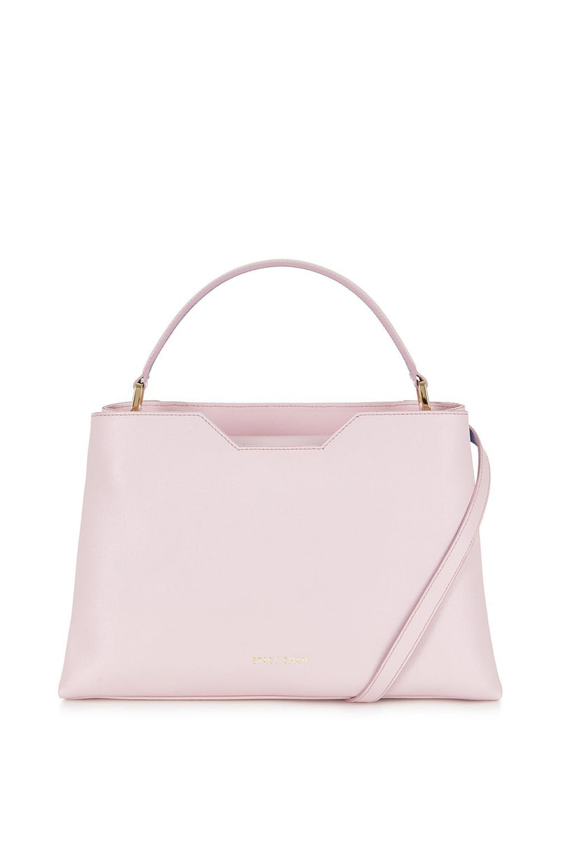 Midi Pink Saffiano Leather Tote Bag - Designer Stacy Chan