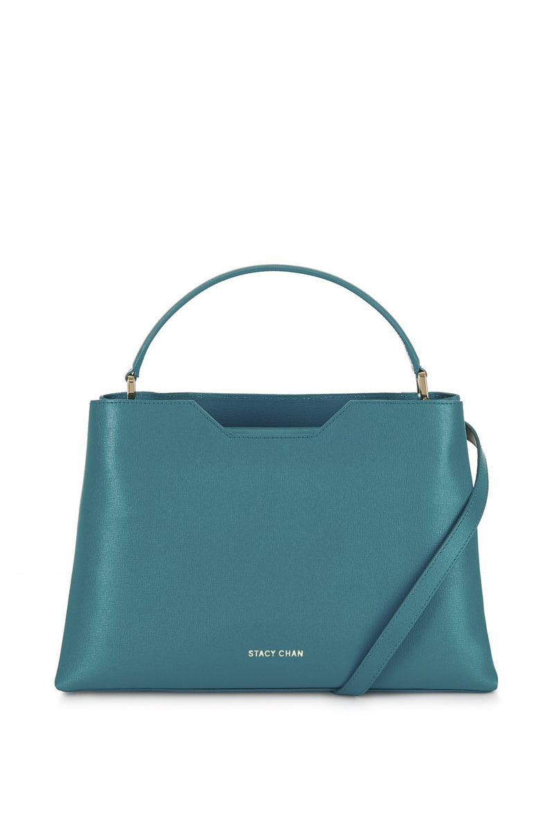 Teal Saffiano Leather Handbag - Designer Stacy Chan