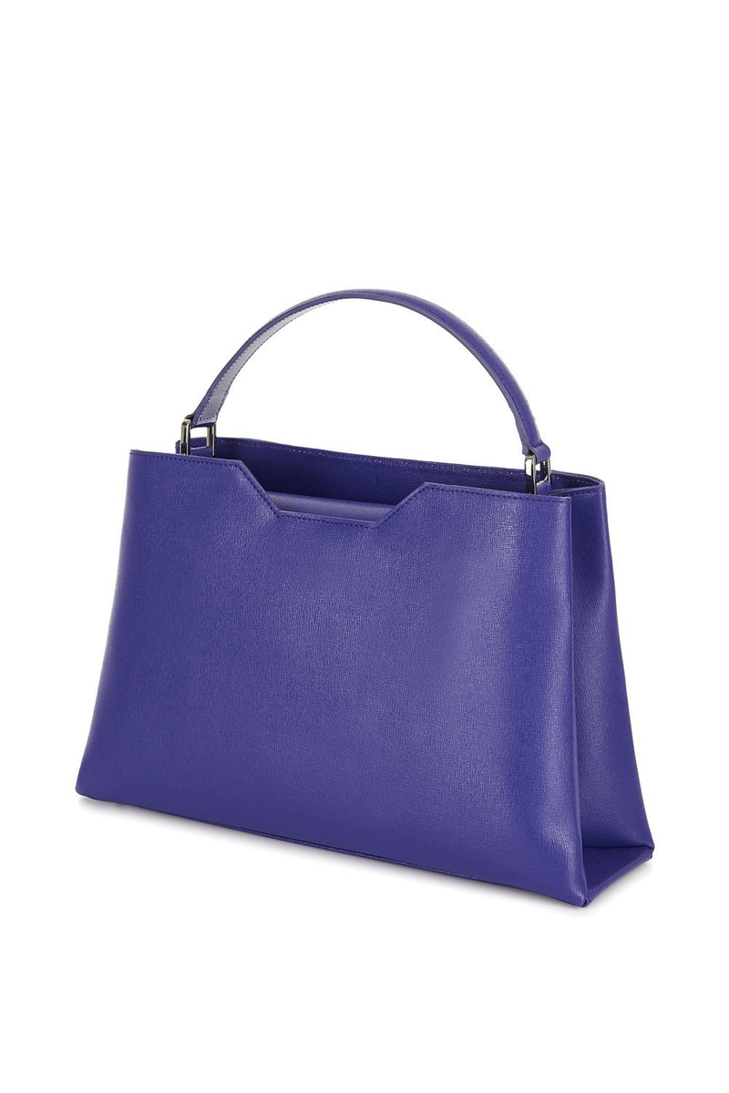 Midi Purple Saffiano Leather Handbag - Designer Stacy Chan