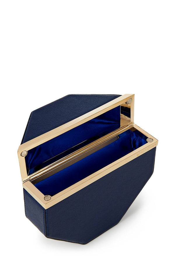 Unique Navy Blue Octagon Clutch Bag