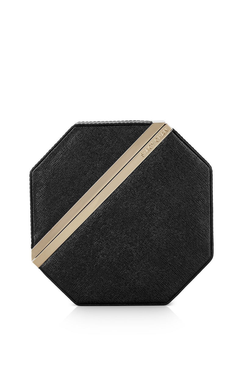 New Imogen Clutch Bag in Noir Saffiano Leather - Stacy Chan Limited