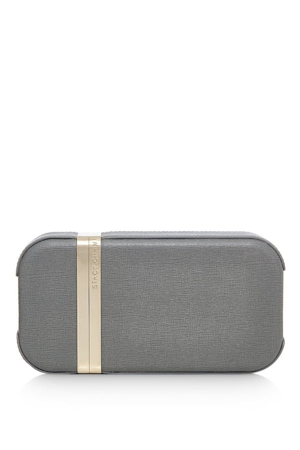 Sophie Clutch Bag | Grey Saffiano Leather
