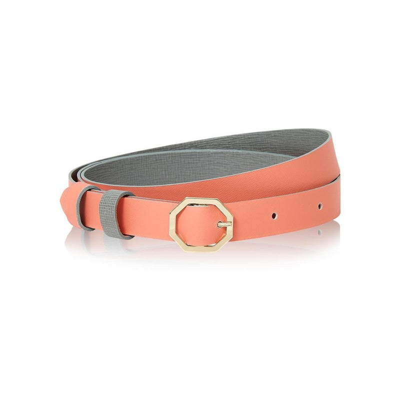 Grey & Pink Leather Belt Reversible - Italian Leather