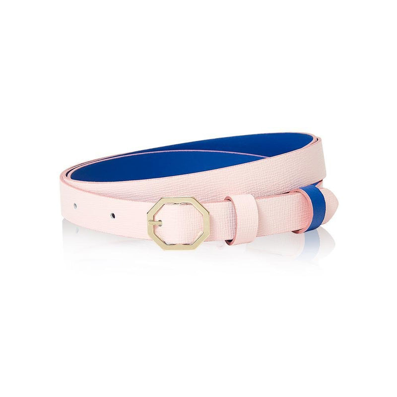 Pink & Blue Leather Belt Reversible - Italian Leather