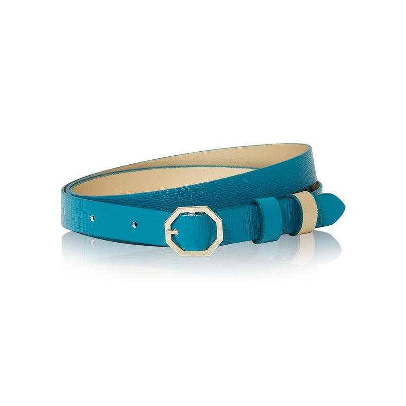Teal Leather Belt Reversible - Italian Leather