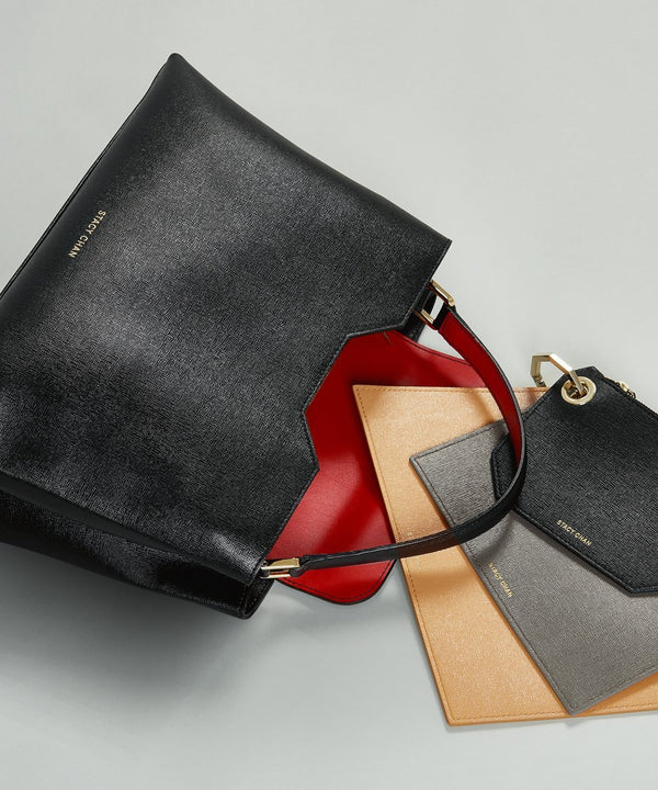 Small Ava Pouch | Noir Saffiano Leather