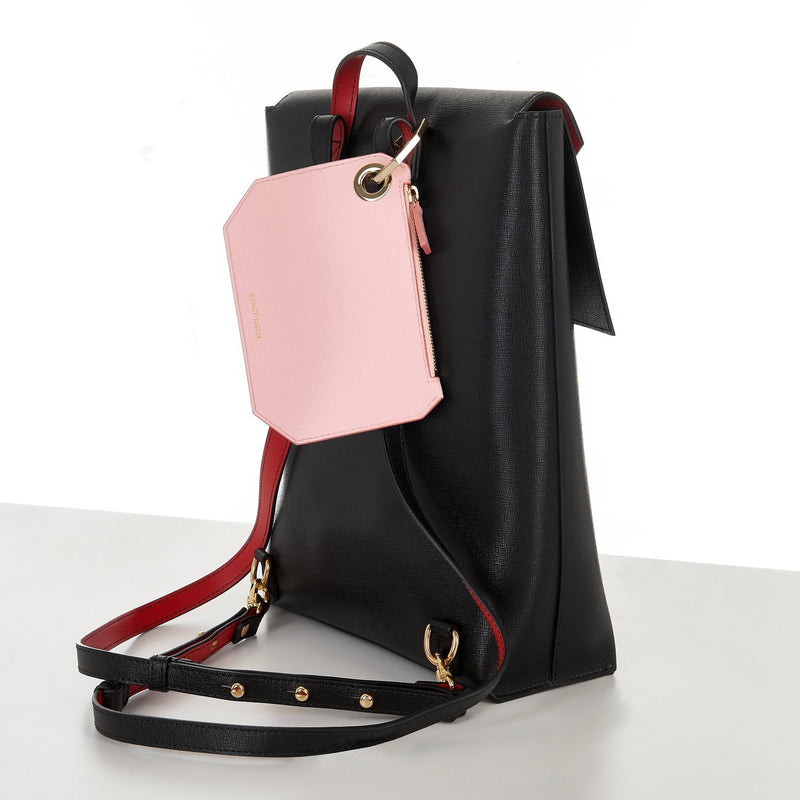 Italian Leather Backpack with Pink Coin Purse