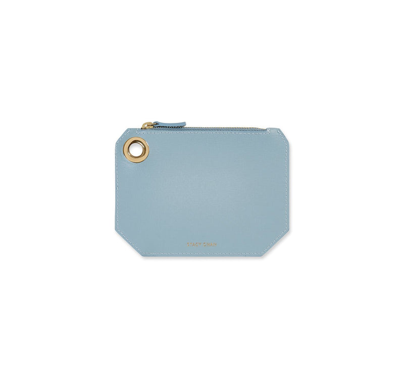 Powder Blue Italian Leather Coin Purse