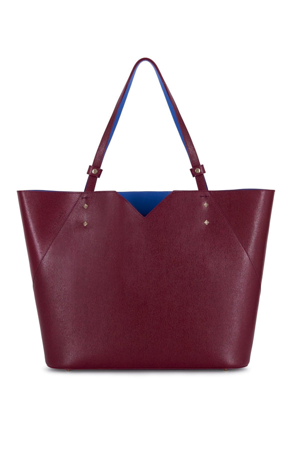 Italian leather burgundy tote bag - handbag - designer Stacy Chan