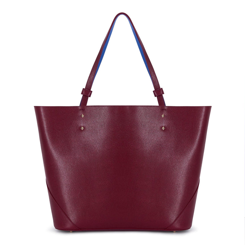 Italian leather burgundy tote bag - handbag - designer Stacy Chan