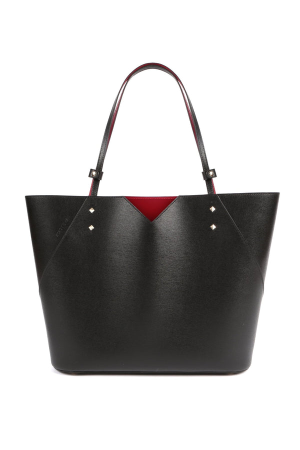 Black Leather Tote Bag - Designer Stacy Chan