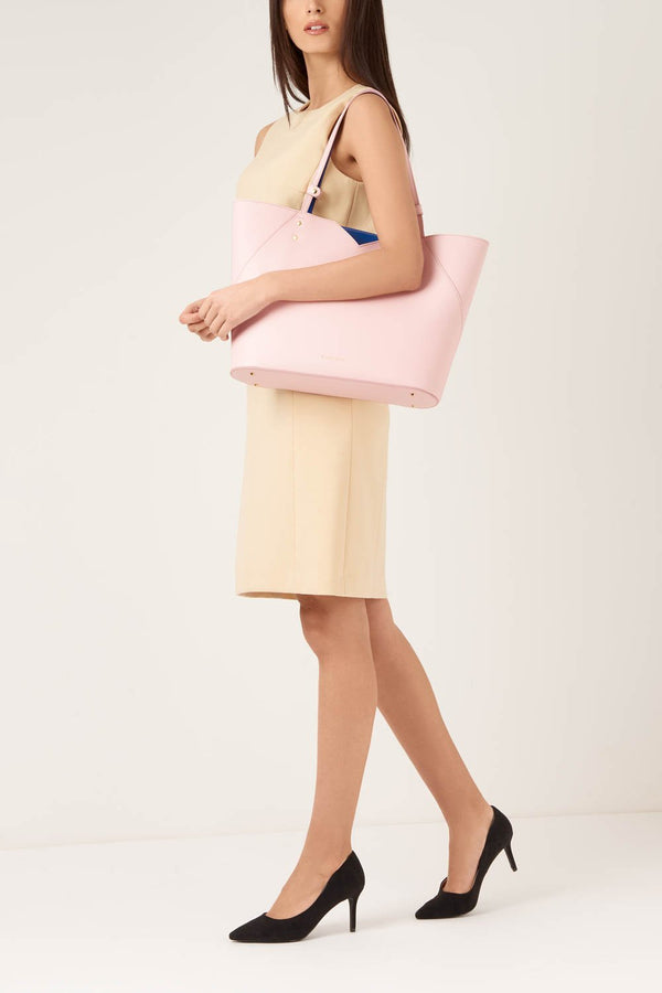 Pink Saffiano Leather Tote Bag - Designer Stacy Chan