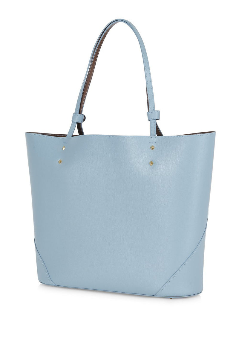 Light Blue Saffiano Leather Tote Bag - Designer Stacy Chan