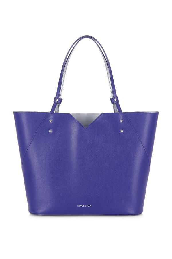 Purple Saffiano Leather Tote Bag Handbag - Designer Stacy Chan